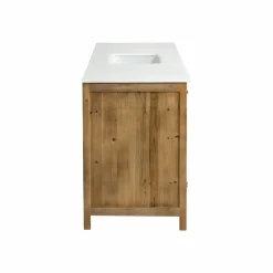 Meuble de cuisine en vieux pin et marbre blanc Epure