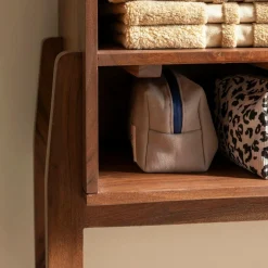 Meuble sous vasque 2 portes en bois d'acacia et terrazzo Kaelis