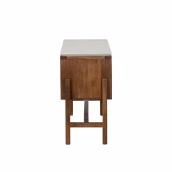 Meuble sous vasque 2 portes en bois d'acacia et terrazzo Kaelis