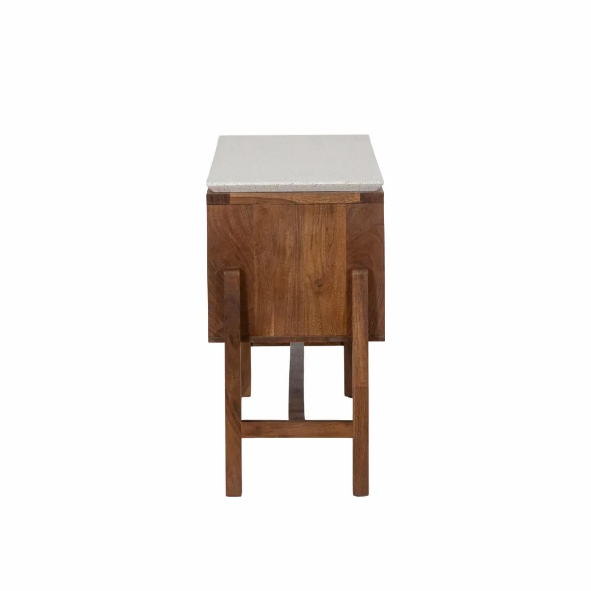 Meuble sous vasque 2 portes en bois d'acacia et terrazzo Kaelis