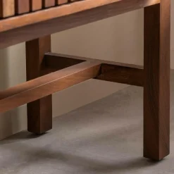 Meuble sous vasque 2 portes en bois d'acacia et terrazzo Kaelis