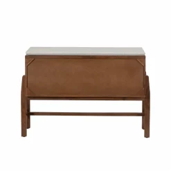 Meuble sous vasque 2 portes en bois d'acacia et terrazzo Kaelis