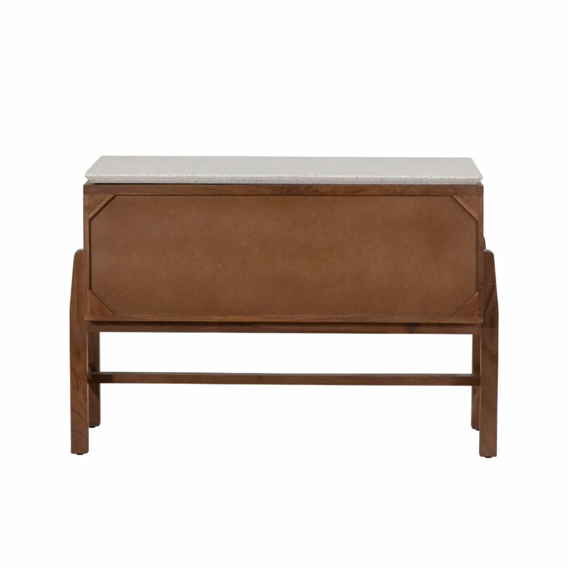 Meuble sous vasque 2 portes en bois d'acacia et terrazzo Kaelis