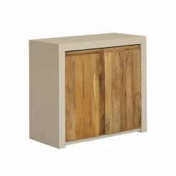 Meuble sous vasque 2 portes en bois effet béton et bois recyclé Dalva