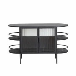 Meuble sous vasque arrondi en métal et verre strié Elizabeth