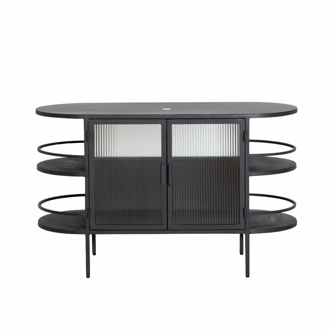 Meuble sous vasque arrondi en métal et verre strié Elizabeth