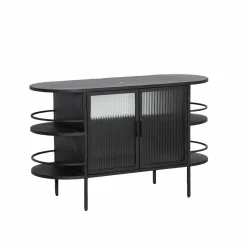 Meuble sous vasque arrondi en métal et verre strié Elizabeth