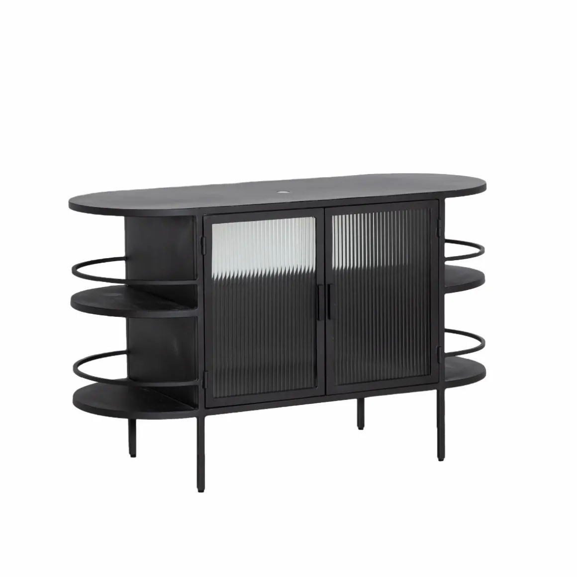 Meuble sous vasque arrondi en métal et verre strié Elizabeth