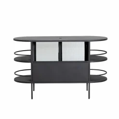 Meuble sous vasque arrondi en métal et verre strié Elizabeth