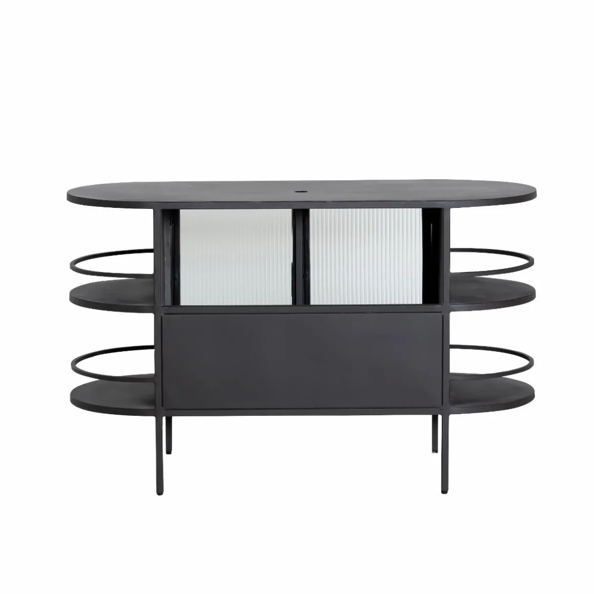 Meuble sous vasque arrondi en métal et verre strié Elizabeth