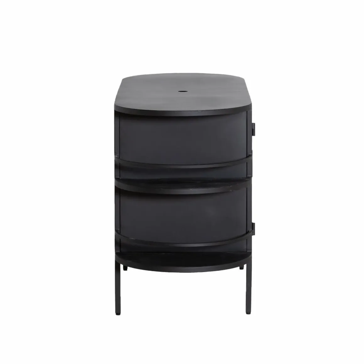 Meuble sous vasque arrondi en métal et verre strié Elizabeth