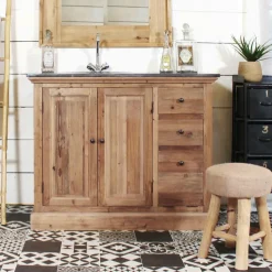 Meuble sous vasque en bois recyclé April