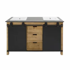 Meuble sous vasque en bois recyclé et métal Jade