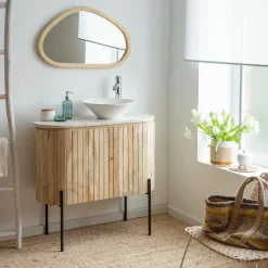 Meuble sous vasque en bois de manguier et terrazzo Lou