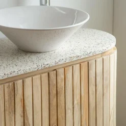 Meuble sous vasque en bois de manguier et terrazzo Lou