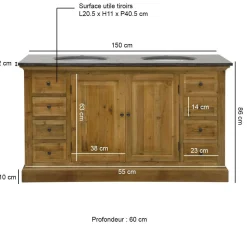 Meuble sous vasque en bois recyclé Ambre