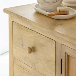 Meuble sous vasque en bois de manguier blanchi Ronan