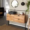 Meuble sous vasque en bois d'acacia et métal Ninon