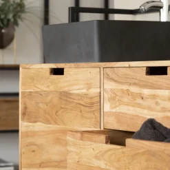 Meuble sous vasque en bois d'acacia et métal Ninon