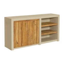 Meuble sous vasque en bois effet béton et bois recyclé Dalva