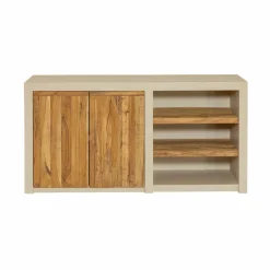 Meuble sous vasque en bois effet béton et bois recyclé Dalva