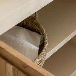 Meuble sous vasque en bois effet béton et bois recyclé Dalva