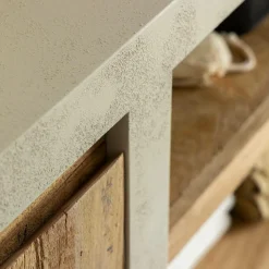 Meuble sous vasque en bois effet béton et bois recyclé Dalva