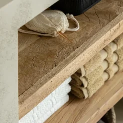 Meuble sous vasque en bois effet béton et bois recyclé Dalva