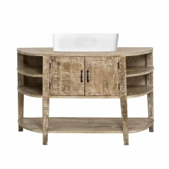 Meuble sous vasque en bois de manguier blanchi Sienna