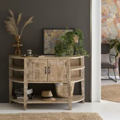 Meuble sous vasque en bois de manguier blanchi Sienna