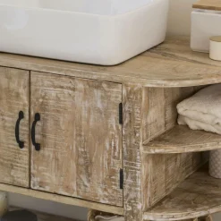 Meuble sous vasque en bois de manguier blanchi Sienna