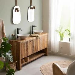 Meuble sous vasque en bois recyclé Naël