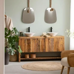 Meuble sous vasque en bois recyclé Naël