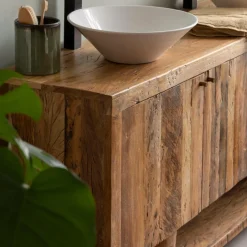 Meuble sous vasque en bois recyclé Naël