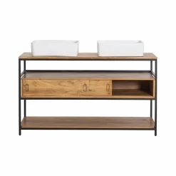 Meuble sous vasque en bois d'acacia et métal Montréal