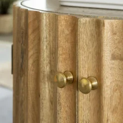 Meuble sous vasque en bois de manguier et terrazzo Bao