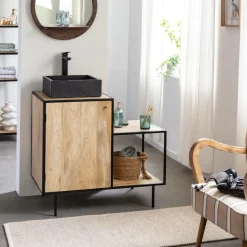 Meuble sous vasque en bois de manguier et métal Agathe
