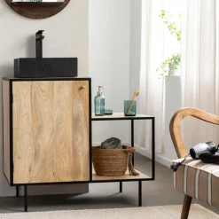 Meuble sous vasque en bois de manguier et métal Agathe