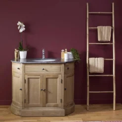 Meuble sous vasque en bois de chêne Gaia