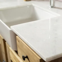 Meuble sous vasque en bois recyclé et marbre Lizon