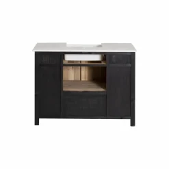 Meuble sous vasque en bois recyclé et marbre Lizon