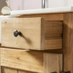 Meuble sous vasque en bois recyclé et marbre Lizon
