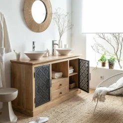 Meuble sous vasque en bois de manguier Sahara