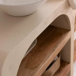 Meuble sous vasque en bois effet béton et bois d'acacia Dalva