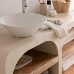 Meuble sous vasque en bois effet béton et bois d'acacia Dalva