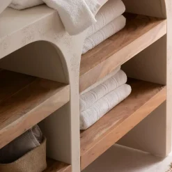 Meuble sous vasque en bois effet béton et bois d'acacia Dalva