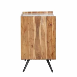 Meuble sous vasque en bois d'acacia et marbre Aloé