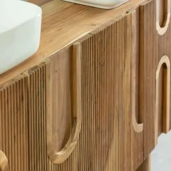 Meuble sous vasque en bois d'acacia foncé Tilio