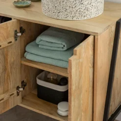 Meuble sous vasque en bois de manguier et métal Jeanne