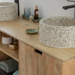 Meuble sous vasque en bois de manguier et métal Jeanne